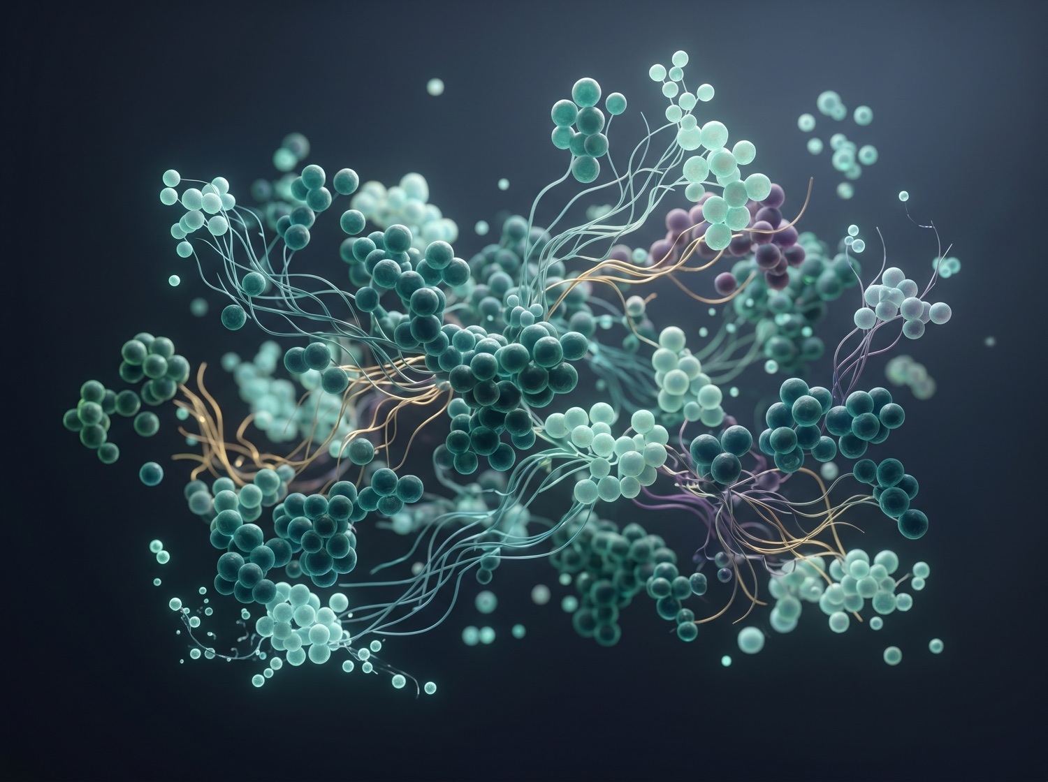 Wetenschappelijke visualisatie van bacteriegroepen in het darmmicrobioom